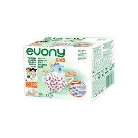 Evony Kids 50'li Desenli Yumuşak Elastik Kulaklı Maske