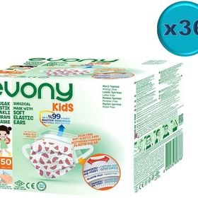 Evony Kids Çoçuklar İçin 1800'lü Yumuşak Kulaklı 3 Katlı Filtreli Burun Telli Cerrahi Maske