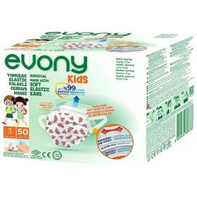 Evony Kids Çoçuklar İçin Desenli 3 Katlı Filtreli Burun Telli Cerrahi 50'li Maske