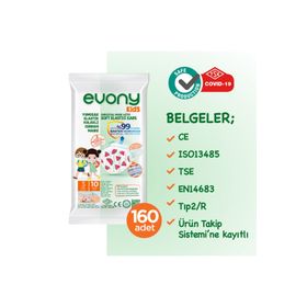 Evony Kids Elastik Kulaklı 160 Adet Maske