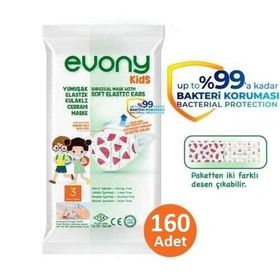 Evony Kids Elastik Kulaklı 160 Adet Maske