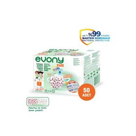 Evony Kids Yumuşak Elastik Kulaklı Renkli 50 Adet Çocuk Maskesi