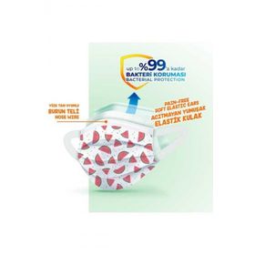 Evony Kids Yumuşak Elastik Kulaklı Renkli 50 Adet Çocuk Maskesi