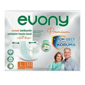 Evony L 30'lu Premium Esnek Belbantlı Yetişkin Hasta Bezi