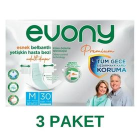 Evony M 3x30'lu Premium Esnek Belbantlı Yetişkin Hasta Bezi