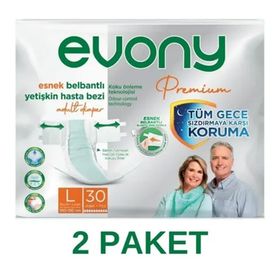 Evony Premium Belbantlı L 2x30 Adet Esnek Yetişkin Hasta Bezi