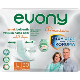 Evony Premium Yetişkin Bel Bantlı Tekstil Yüzey L Büyük 30 Adet Hasta Bezi