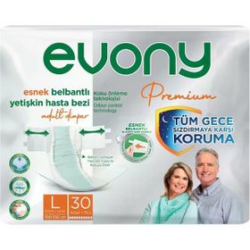 Evony Premium Yetişkin Bel Bantlı Tekstil Yüzey L Büyük 30 Adet Hasta Bezi