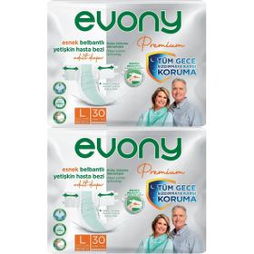 Evony Premium Yetişkin Bel Bantlı Tekstil Yüzey L Büyük 60 Adet Hasta Bezi