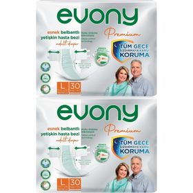 Evony Premium Yetişkin Bel Bantlı Tekstil Yüzey L Büyük 60 Adet Hasta Bezi