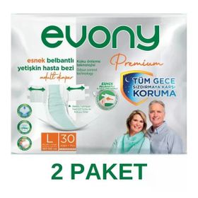 Evony Premium Yetişkin Bel Bantlı Tekstil Yüzey L Büyük 60 Adet Hasta Bezi