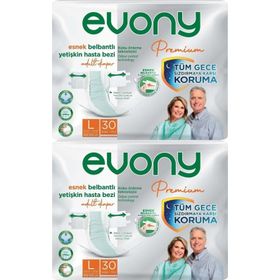 Evony Premium Yetişkin Bel Bantlı Tekstil Yüzey L Büyük 60 Adet Hasta Bezi