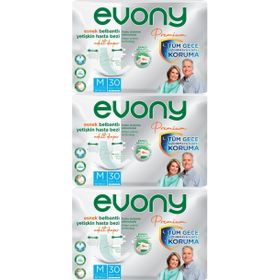 Evony Premium Yetişkin Bel Bantlı Tekstil Yüzey M Orta 90 Adet Hasta Bezi