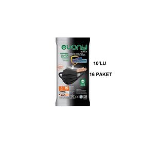 Evony Siyah Elastik Kulaklı 10x16'lı Paket Cerrahi Maske