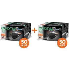 Evony Siyah Elastik Kulaklı 10x16'lı Paket Cerrahi Maske