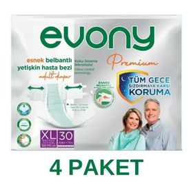 Evony XL 4x30'lu Premium Esnek Belbantlı Yetişkin Hasta Bezi