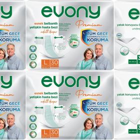Evony Yetişkin Bel Bantlı Tekstil Yüzey Büyük 120 Adet Premium Hasta Bezi+60 Adet Yatak Koruyucu Örtü