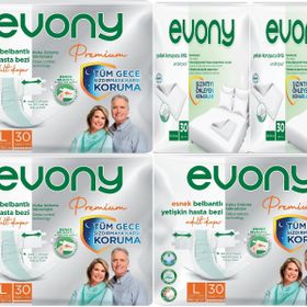 Evony Yetişkin Bel Bantlı Tekstil Yüzey Büyük 90 Adet Premium Hasta Bezi+60 Adet Yatak Koruyucu Örtü