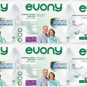 Evony Yetişkin Bel Bantlı Tekstil Yüzey Ekstra Büyük 120 Adet Hasta Bezi+60 Adet Yatak Koruyucu Örtü