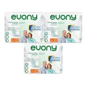Evony Yetişkin Bel Bantlı Tekstil Yüzey L 3x30 Adet Hasta Bezi