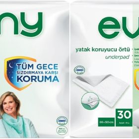Evony Yetişkin Bel Bantlı Tekstil Yüzey L Büyük 30 Adet Hasta Bezi+30 Adet Yatak Koruyucu Örtü