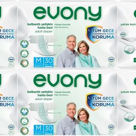Evony Yetişkin Bel Bantlı Tekstil Yüzey Orta 120 Adet Hasta Bezi+60 Adet Yatak Koruyucu Örtü
