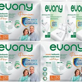 Evony Yetişkin Bel Bantlı Tekstil Yüzey Orta 120 Adet Premium Hasta Bezi+60 Adet Yatak Koruyucu Örtü