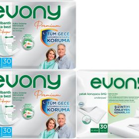 Evony Yetişkin Bel Bantlı Tekstil Yüzey Orta 60 Adet Premium Hasta Bezi+30 Adet Yatak Koruyucu Örtü