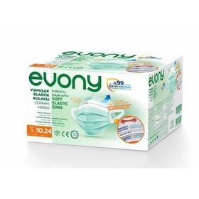 Evony Yumuşak Elastik Kulaklı 3 Katlı 240 Adet Telli Cerrahi Maske