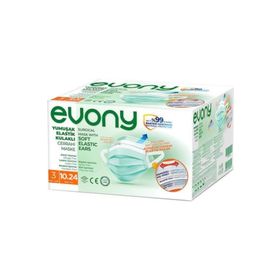 Evony Yumuşak Elastik Kulaklı 3 Katlı 240 Adet Telli Cerrahi Maske