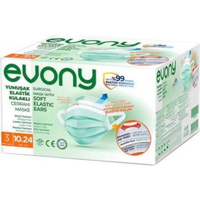 Evony Yumuşak Elastik Kulaklı 3 Katlı 240 Adet Telli Cerrahi Maske