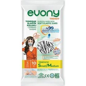 Evony Yumuşak Lastikli 10 Adet Trendy Desenli Cerrahi Maske