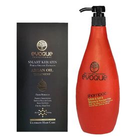 Evoque Smart Keratın Saf ve Organik 100 ml Argan Yağ + Smart Keratin Serisi 1 lt Şampuan