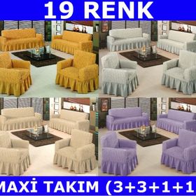 Evory Home Bürümcük Maxi Bordo (3+3+1+1) Koltuk Örtüsü