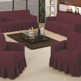 Evory Home Bürümcük Maxi Bordo (3+3+1+1) Koltuk Örtüsü