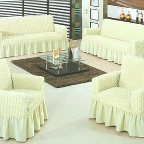 Evory Home Bürümcük Maxi Krem (3+3+1+1) Koltuk Örtüsü