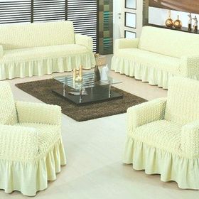 Evory Home Bürümcük Maxi Krem (3+3+1+1) Koltuk Örtüsü