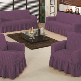 Evory Home Bürümcük Maxi Mor (3+3+1+1) Koltuk Örtüsü
