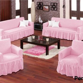 Evory Home Bürümcük Maxi Pembe (3+3+1+1) Koltuk Örtüsü