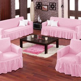 Evory Home Bürümcük Maxi Pembe (3+3+1+1) Koltuk Örtüsü