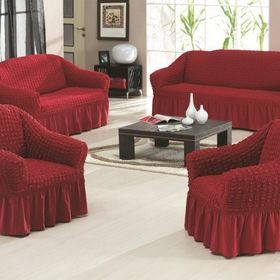 Evory Home Bürümcük Standart Bordo (3+2+1+1) Koltuk Örtüsü