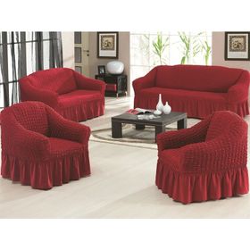 Evory Home Bürümcük Standart Bordo (3+2+1+1) Koltuk Örtüsü