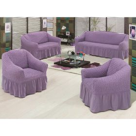 Evory Home Bürümcük Standart Lila (3+2+1+1) Koltuk Örtüsü