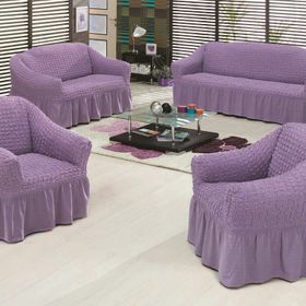 Evory Home Bürümcük Standart Lila (3+2+1+1) Koltuk Örtüsü