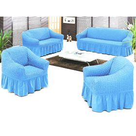 Evory Home Bürümcük Standart Mavi (3+2+1+1) Koltuk Örtüsü