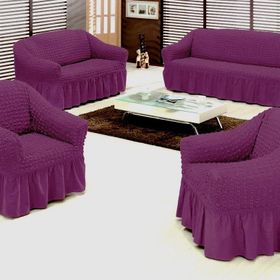 Evory Home Bürümcük Standart Mor (3+2+1+1) Koltuk Örtüsü