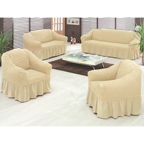 Evory Home Bürümcük Standart Naturel (3+2+1+1) Koltuk Örtüsü