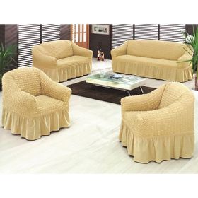 Evory Home Bürümcük Standart Naturel (3+2+1+1) Koltuk Örtüsü