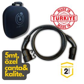 Evoşarj 32 A 22 KW Tip 2 Düz Elektrikli Araç Şarj Ara Kablosu