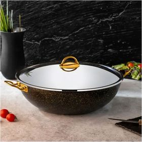 Evren 38 cm Paslanmaz Kapaklı Wok Tencere